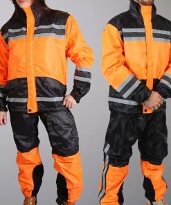 Hot Leathers RGU1004 Orange And Black Unisex Waterproof Rain Suit