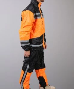 Hot Leathers RGU1004 Orange And Black Unisex Waterproof Rain Suit