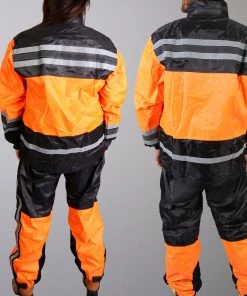Hot Leathers RGU1004 Orange And Black Unisex Waterproof Rain Suit