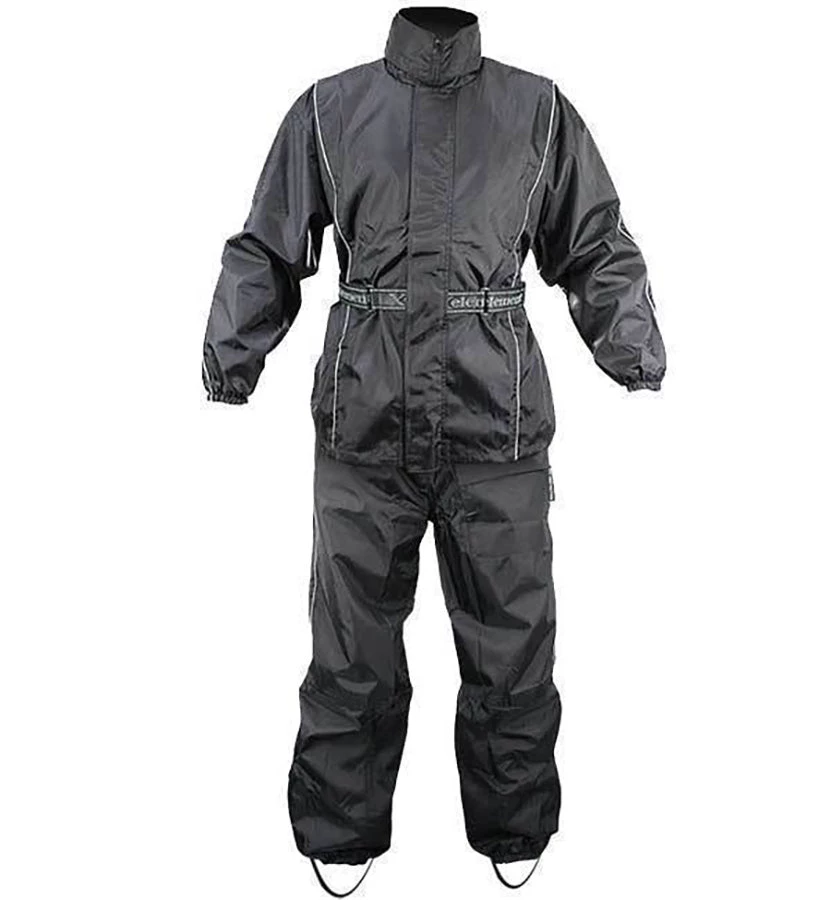 Xelement RN4760 Men's Black 2-Piece Motorcycle Rain Suit With Boot Straps Riding Gear