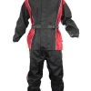 Riding Gear Xelement RN4766 Men's Black And Red 2-Piece Motorcycle Rain Suit With Boot Strap