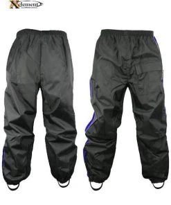 Riding Gear Xelement RN4768 Men's Black And Blue 2-Piece Motorcycle Rain Suit With Boot Strap