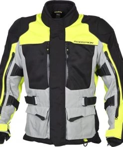 Scorpion EXO Motorcycle Jackets Scorpion Yosemite XDR Men's Hi-Viz Yellow Textile Jacket With Armor