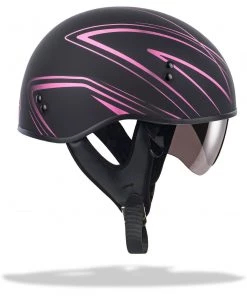 GMax GM65 Naked Torque Matte Black/Pink Half Helmet (Open Box) Riding Gear