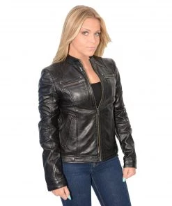 Milwaukee Leather SFL2800 Ladies 'Racer' Black Stand Up Collar Leather Jacket