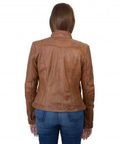 Milwaukee Leather SFL2800 Ladies 'Racer' Whiskey Stand Up Collar Leather Jacket