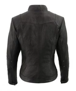 Milwaukee Leather SFL2801 Ladies 'Racer' Black Stand Up Collar Leather Jacket Leather Motorcycle Jackets