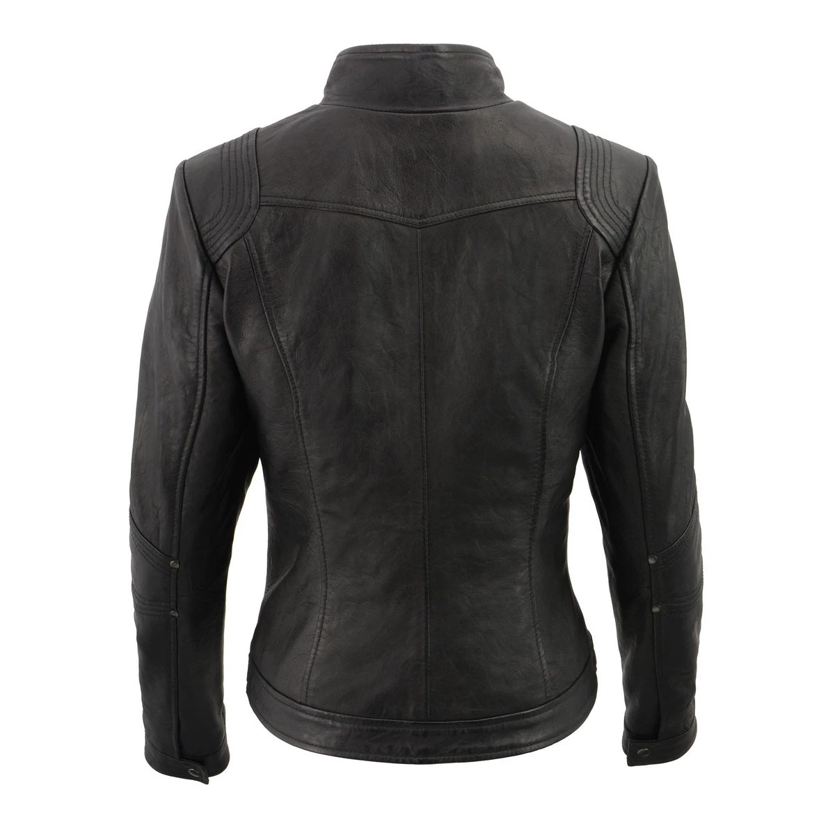 Milwaukee Leather SFL2801 Ladies 'Racer' Black Stand Up Collar Leather Jacket Leather Motorcycle Jackets