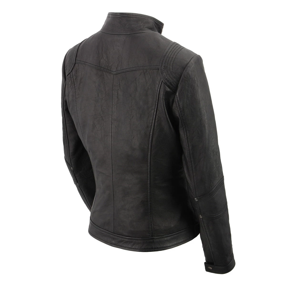 Milwaukee Leather SFL2801 Ladies 'Racer' Black Stand Up Collar Leather Jacket Leather Motorcycle Jackets