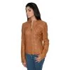 Milwaukee Leather SFL2805 Women's Cognac 'Quilted' Mandarin Collar Leather Jacket Leather Motorcycle Jackets
