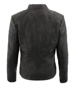 Milwaukee Leather SFL2806 Women's 'Quilted' Black Mandarin Scuba Collar Leather Jacket
