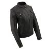 Milwaukee Leather SFL2806 Women's 'Quilted' Black Mandarin Scuba Collar Leather Jacket