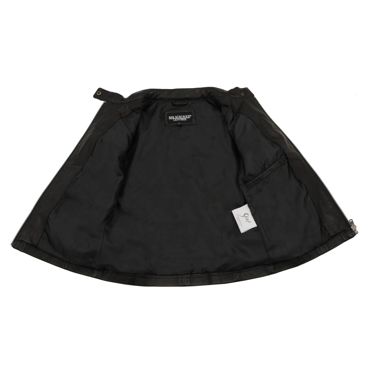 Milwaukee Leather SFL2806 Women's 'Quilted' Black Mandarin Scuba Collar Leather Jacket