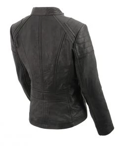 Milwaukee Leather SFL2806 Women's'Quilted' Black Mandarin Scuba Collar Leather Jacket