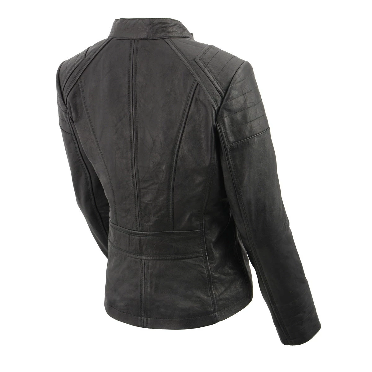 Milwaukee Leather SFL2806 Women's 'Quilted' Black Mandarin Scuba Collar Leather Jacket