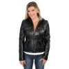 Milwaukee Leather SFL2810 Women's Black Hooded Scuba Leather Jacket With Drawstring Leather Motorcycle Jackets