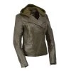 Milwaukee Leather SFL2815 Women’s 'Hooded' Olive Leather Jacket With Asymmetrical Zipper Leather Motorcycle Jackets