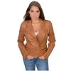 Leather Motorcycle Jackets Milwaukee Leather SFL2820 Whiskey Women's Quilted Lambskin Leather Jacket