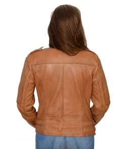 Leather Motorcycle Jackets Milwaukee Leather SFL2820 Whiskey Women's Quilted Lambskin Leather Jacket