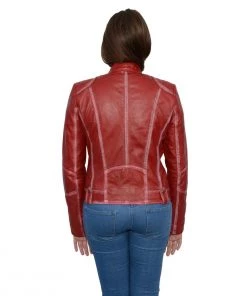 Leather Motorcycle Jackets Milwaukee Leather SFL2830 Red Women's Scuba Style Sheepskin Leather Jacket