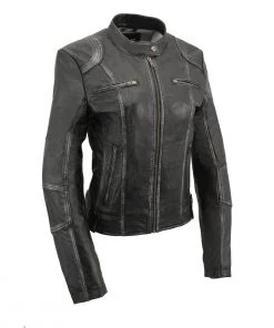 Milwaukee Leather SFL2830 Women's Black Sheepskin Scuba Style Moto Jacket Leather Motorcycle Jackets