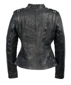 Milwaukee Leather SFL2845 Women's Black Leather Moto Jacket With Asymmetrical Zipper