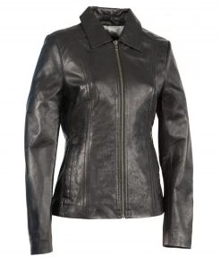 Milwaukee Leather SFL2850 Women's Black Leather Jacket With Shirt Style Collar
