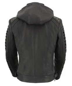 Leather Motorcycle Jackets Milwaukee Leather SFL2865 Women's Black Hooded Scuba Leather Jacket