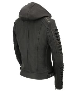 Leather Motorcycle Jackets Milwaukee Leather SFL2865 Women's Black Hooded Scuba Leather Jacket
