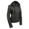 Leather Motorcycle Jackets Milwaukee Leather SFL2865 Women's Black Hooded Scuba Leather Jacket