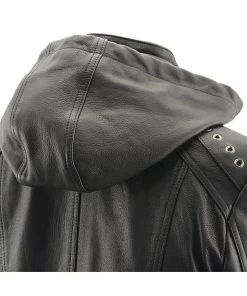 Leather Motorcycle Jackets Milwaukee Leather SFL2865 Women's Black Hooded Scuba Leather Jacket