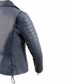 Milwaukee Leather SFL2870 Women's ‘Duchess’ Blue Leather Moto Style Fashion Jacket Leather Motorcycle Jackets