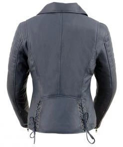Milwaukee Leather SFL2870 Women's ‘Duchess’ Blue Leather Moto Style Fashion Jacket Leather Motorcycle Jackets