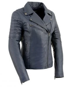 Milwaukee Leather SFL2870 Women's ‘Duchess’ Blue Leather Moto Style Fashion Jacket Leather Motorcycle Jackets