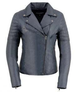 Milwaukee Leather SFL2870 Women's ‘Duchess’ Blue Leather Moto Style Fashion Jacket Leather Motorcycle Jackets