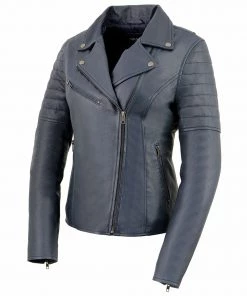 Milwaukee Leather SFL2870 Women's ‘Duchess’ Blue Leather Moto Style Fashion Jacket Leather Motorcycle Jackets