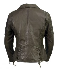 Leather Motorcycle Jackets Milwaukee Leather SFL2870 Women's ‘Duchess’ Olive Leather Moto Style Fashion Jacket