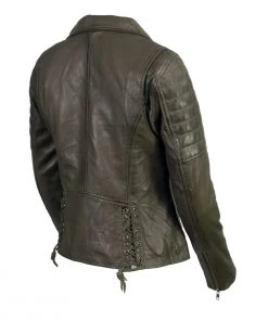 Leather Motorcycle Jackets Milwaukee Leather SFL2870 Women's ‘Duchess’ Olive Leather Moto Style Fashion Jacket