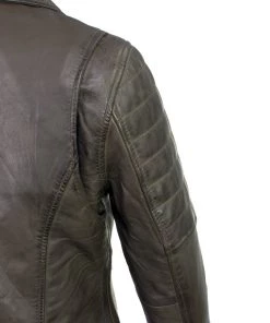 Leather Motorcycle Jackets Milwaukee Leather SFL2870 Women's ‘Duchess’ Olive Leather Moto Style Fashion Jacket