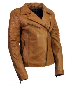 Milwaukee Leather SFL2870 Women's ‘Duchess’ Whiskey Leather Moto Style Fashion Jacket Leather Motorcycle Jackets
