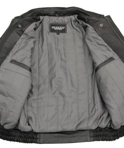 Milwaukee Leather SFM1519 Men's Classic Black Bomber Leather Jacket Leather Motorcycle Jackets