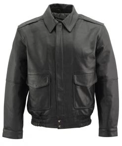 Milwaukee Leather SFM1519 Men's Classic Black Bomber Leather Jacket Leather Motorcycle Jackets