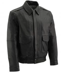 Milwaukee Leather SFM1519 Men's Classic Black Bomber Leather Jacket Leather Motorcycle Jackets