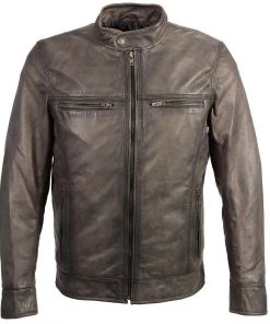 Milwaukee Leather SFM1800 Men's 'Café Racer' Anthracite Lambskin Leather Jacket