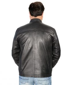 Milwaukee Leather SFM1805 Men's Black Side Stitch Cafe Racer Lambskin Leather Jacket