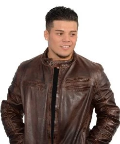 Milwaukee Leather SFM1805 Men's Brown Side Stitch Cafe Racer Lambskin Leather Jacket Leather Motorcycle Jackets