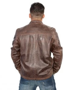 Milwaukee Leather SFM1805 Men's Brown Side Stitch Cafe Racer Lambskin Leather Jacket Leather Motorcycle Jackets