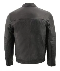 Milwaukee Leather SFM1806 Men's Black Euro Collar Café Leather Jacket