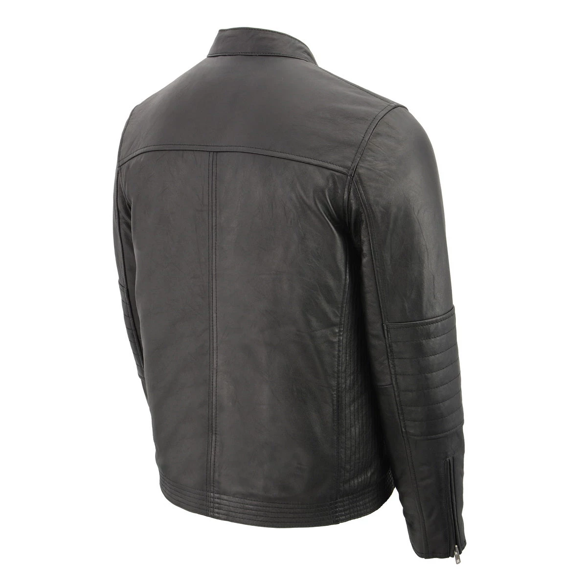 Milwaukee Leather SFM1806 Men's Black Euro Collar Café Leather Jacket