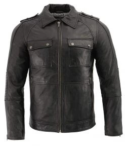 Milwaukee Leather SFM1810 Men's Black Lamsbkin Patch Pocket Leather Jacket